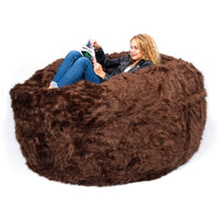 Pouf Géant Rond XXL Fourrure Marron