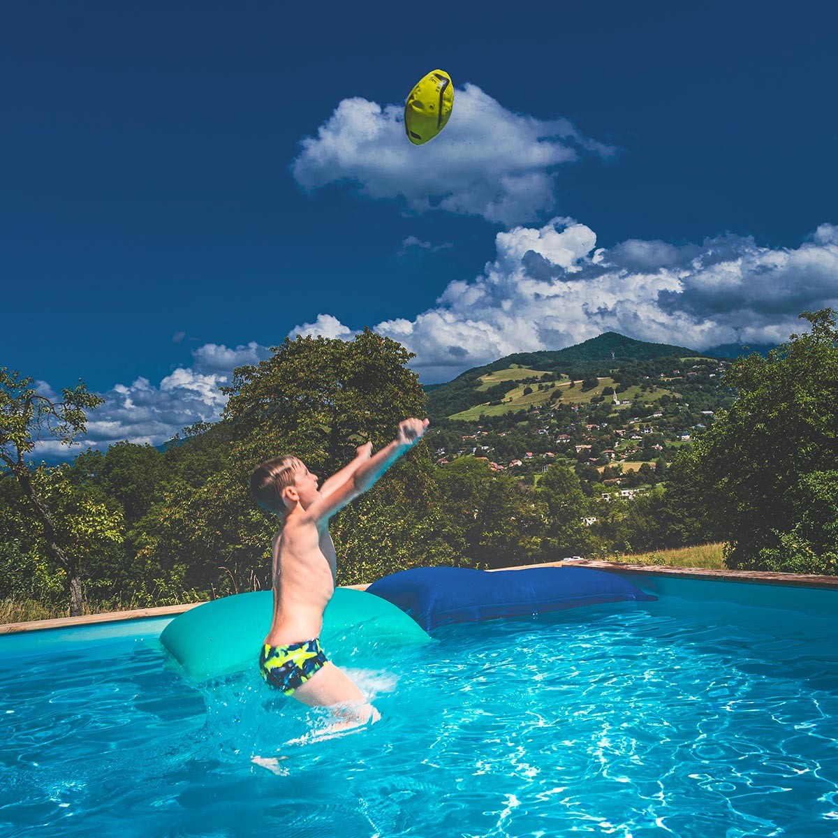 Pouf Piscine Bleu