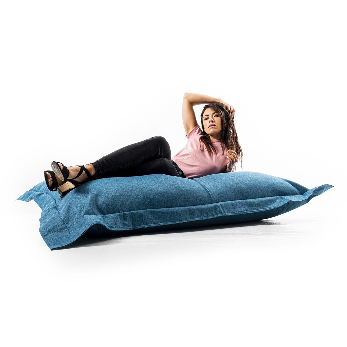 Pouf Lin Bleu Canard