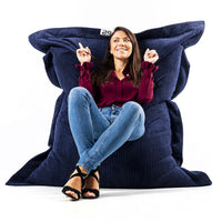 Pouf Velours Côtelé Bleu Marine