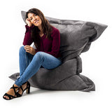 Pouf Velours Côtelé Gris