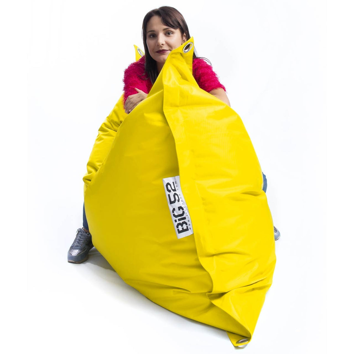 Housse Vide Pouf Géant XL Imperméable Extérieur Outdoor Jaune RAW BiG52 : housse jaune avec œillets, pour usage extérieur
