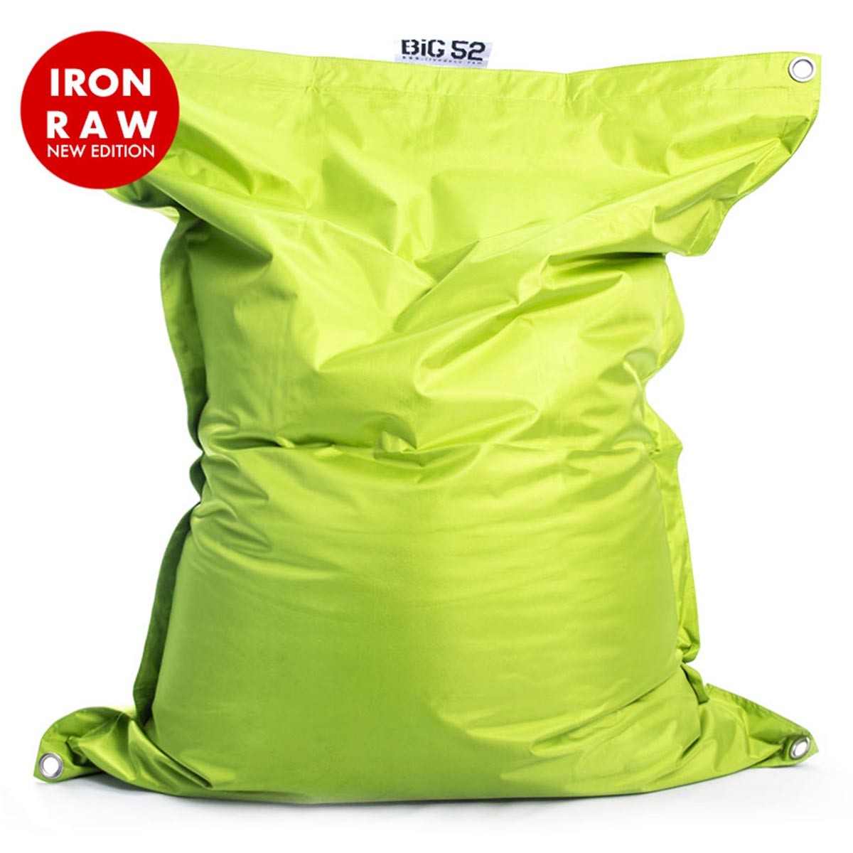Housse Vide Pouf Extérieur IRON RAW Vert Lime pour pouf géant extérieur Big52, œillets acier inoxydable