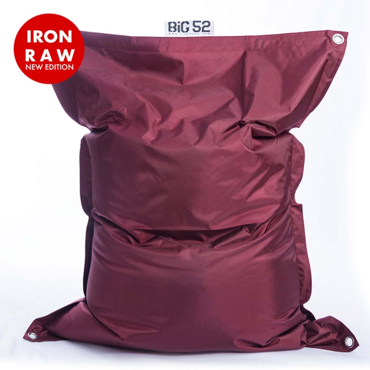 Housse Vide Pouf Extérieur IRON RAW Prune BiG52 avec œillets en acier inoxydable pour mobilier de jardin