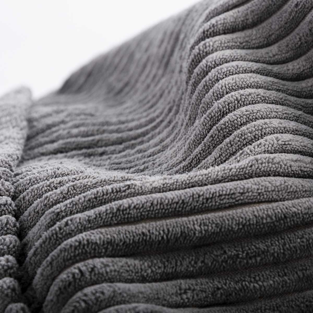 Housse Vide Pouf Velours Côtelé Gris BiG52 XL, texture velours côtelé, housse pour pouf géant gris