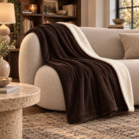 Wendedecke aus espressobraunem Cord und Sherpa – 180×140 cm