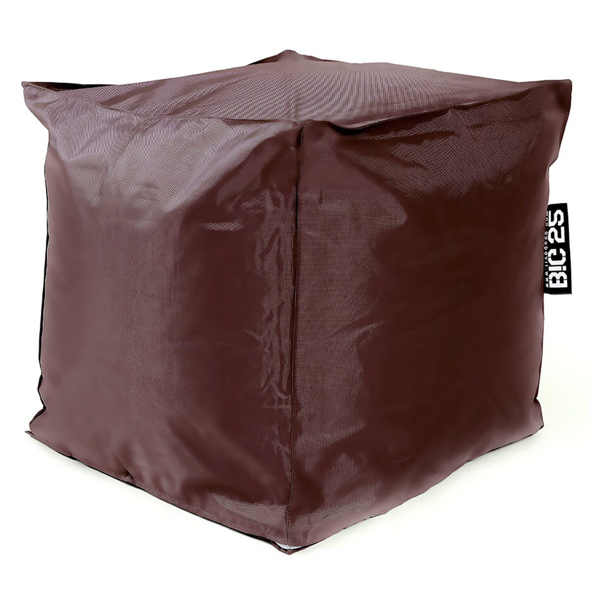 Pouf Cube Marron BiG52 en billes de polystyrène, housse déhoussable, assise confortable pour intérieur et extérieur