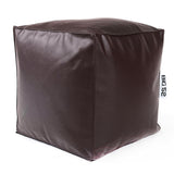 Pouf Cube Simili Cuir Chocolat BiG52 en simili cuir chocolat, pouf carré rembourré pour assise confortable