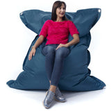 Pouf Extérieur Pétrole IRON RAW, pouf géant XXL 170 x 130 cm pour détente outdoor, design robuste et confortable