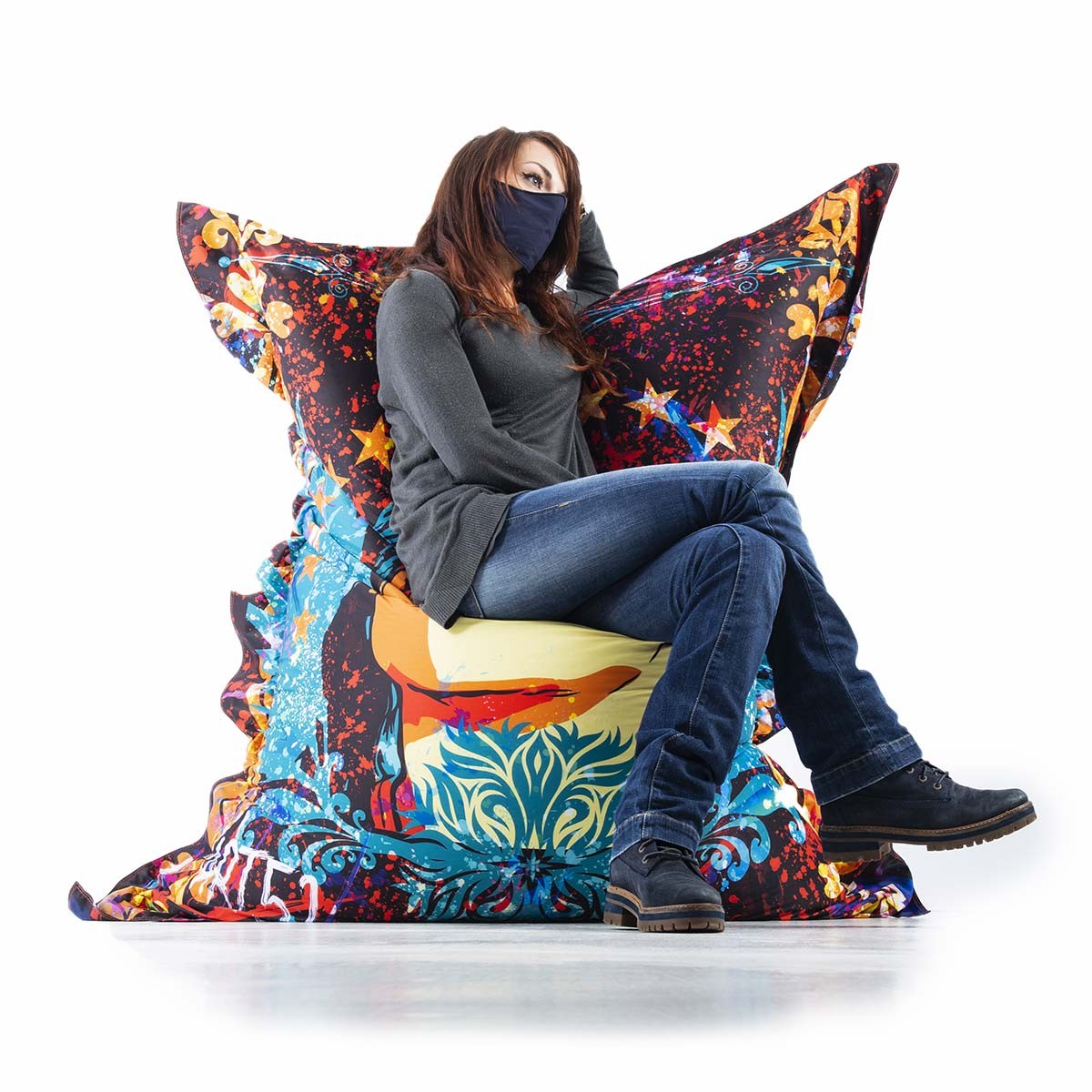Pouf Géant ART52® - Ange, pouf géant coloré avec imprimé artistique, fabriqué en France