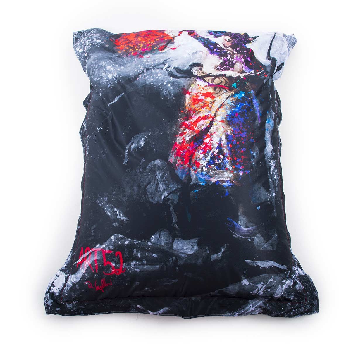 Pouf Géant ART52® - Marianne Sombre : coussin géant œuvre Benjamin Cupillard, édition limitée 50, impression haute qualité