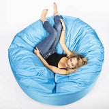 Pouf Géant Extérieur TiTAN Bleu Turquoise, pouf rond XXL pour détente, assise confortable, tissu outdoor bleu