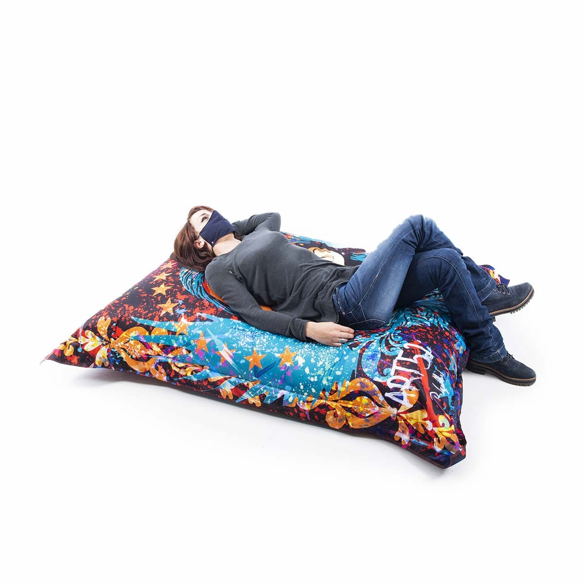 Pouf Géant ART52® - Ange, pouf XXL déhoussable imprimé Benjamin Cupillard, sérigraphie teintée dans la masse, série limitée