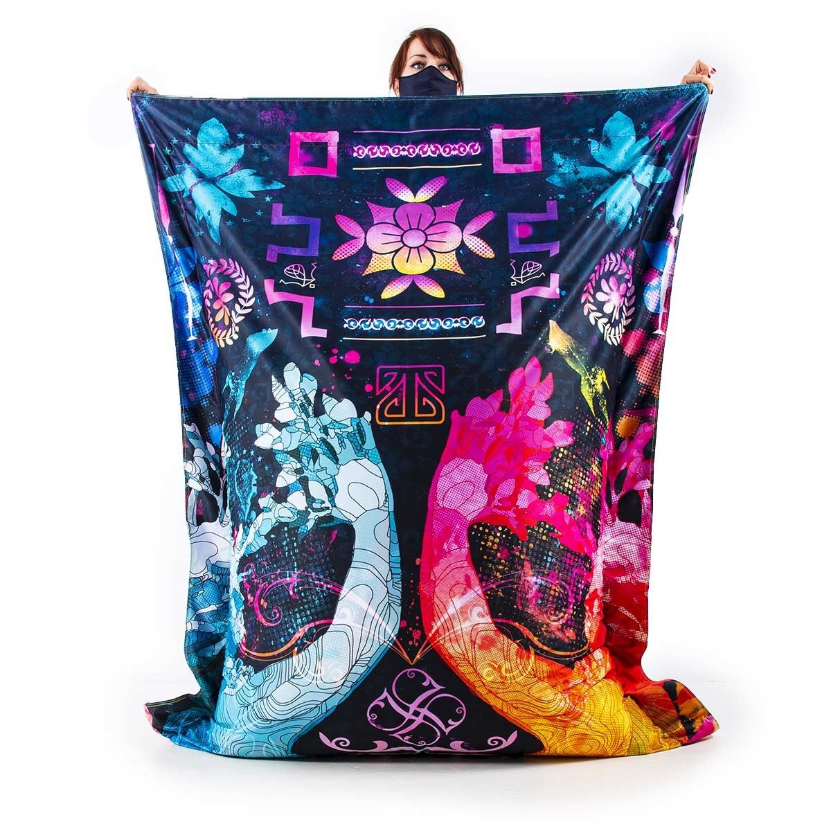 Pouf Géant ART52® - Gods And Humans, design artistique coloré avec personnage, illustration imprimée pour décoration intérieure