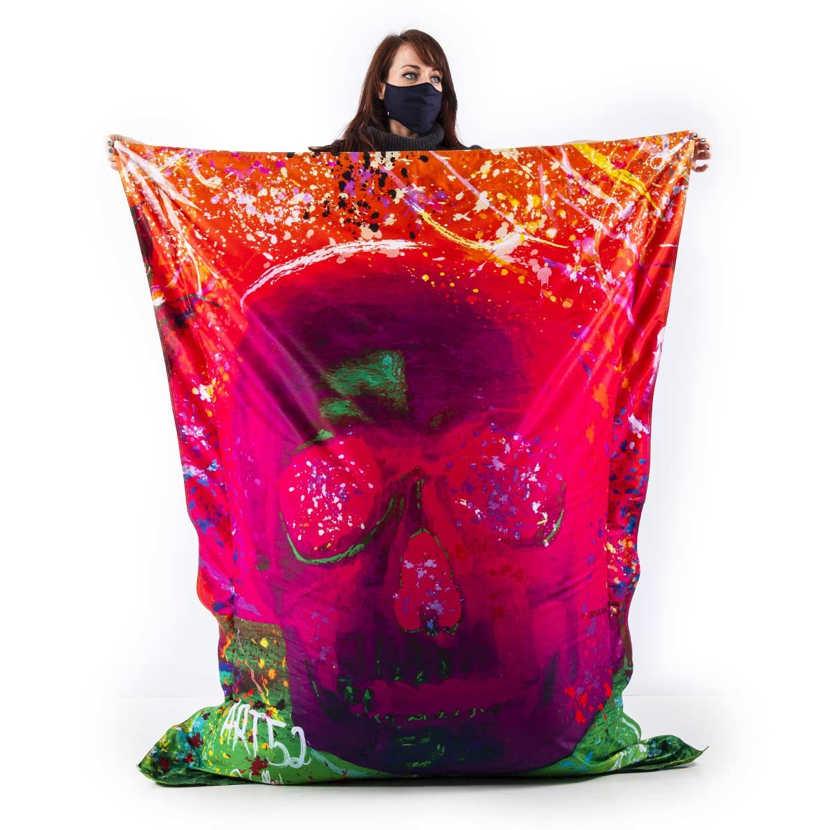 Pouf Géant ART52® - Vanité Rose, sac pouf géant rose multicolore avec création artistique Benjamin Cupillard