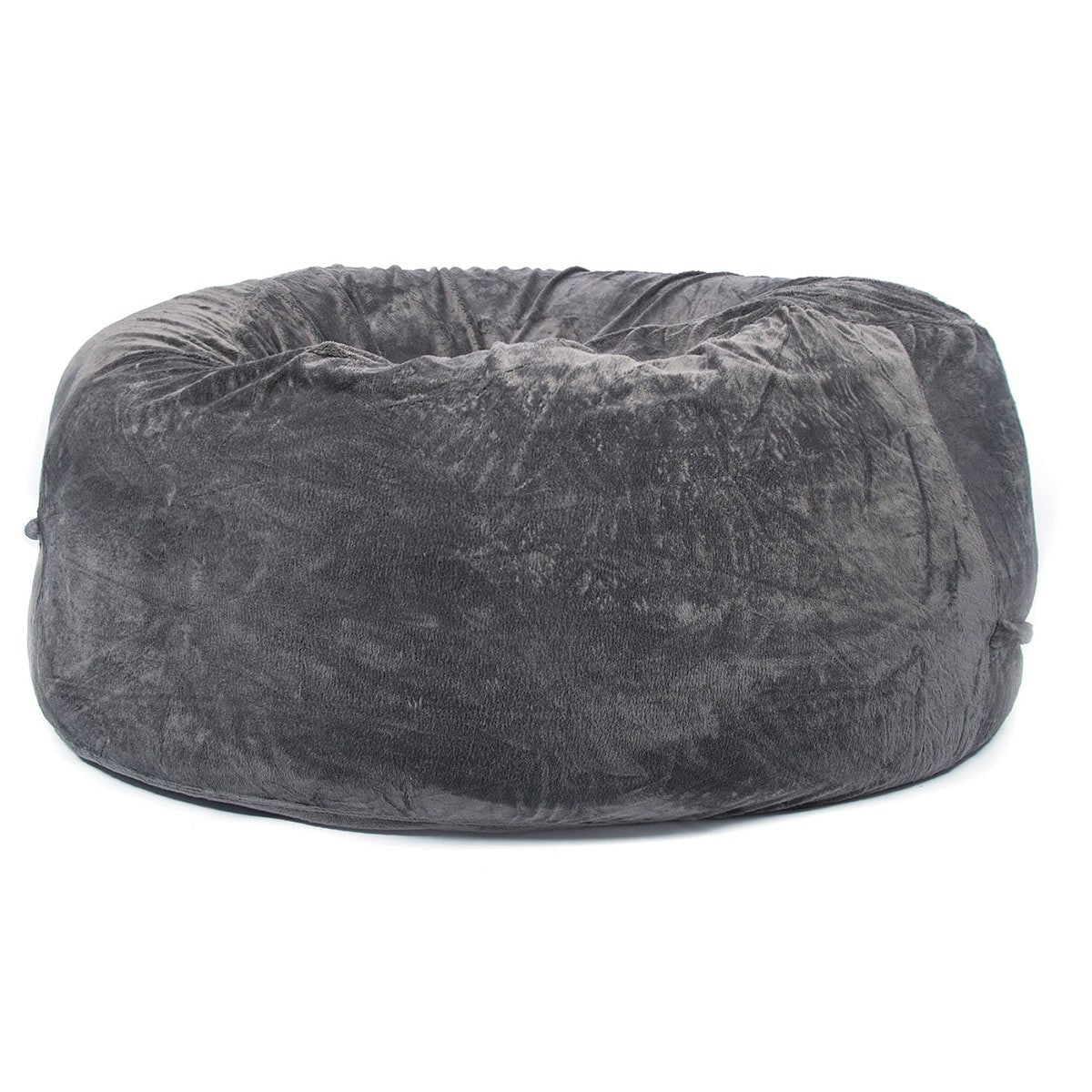 Pouf Géant Rond XXL Polaire Gris en fourrure polaire, assise moelleuse XXL pour salon et détente, design gris BiG52 TiTAN