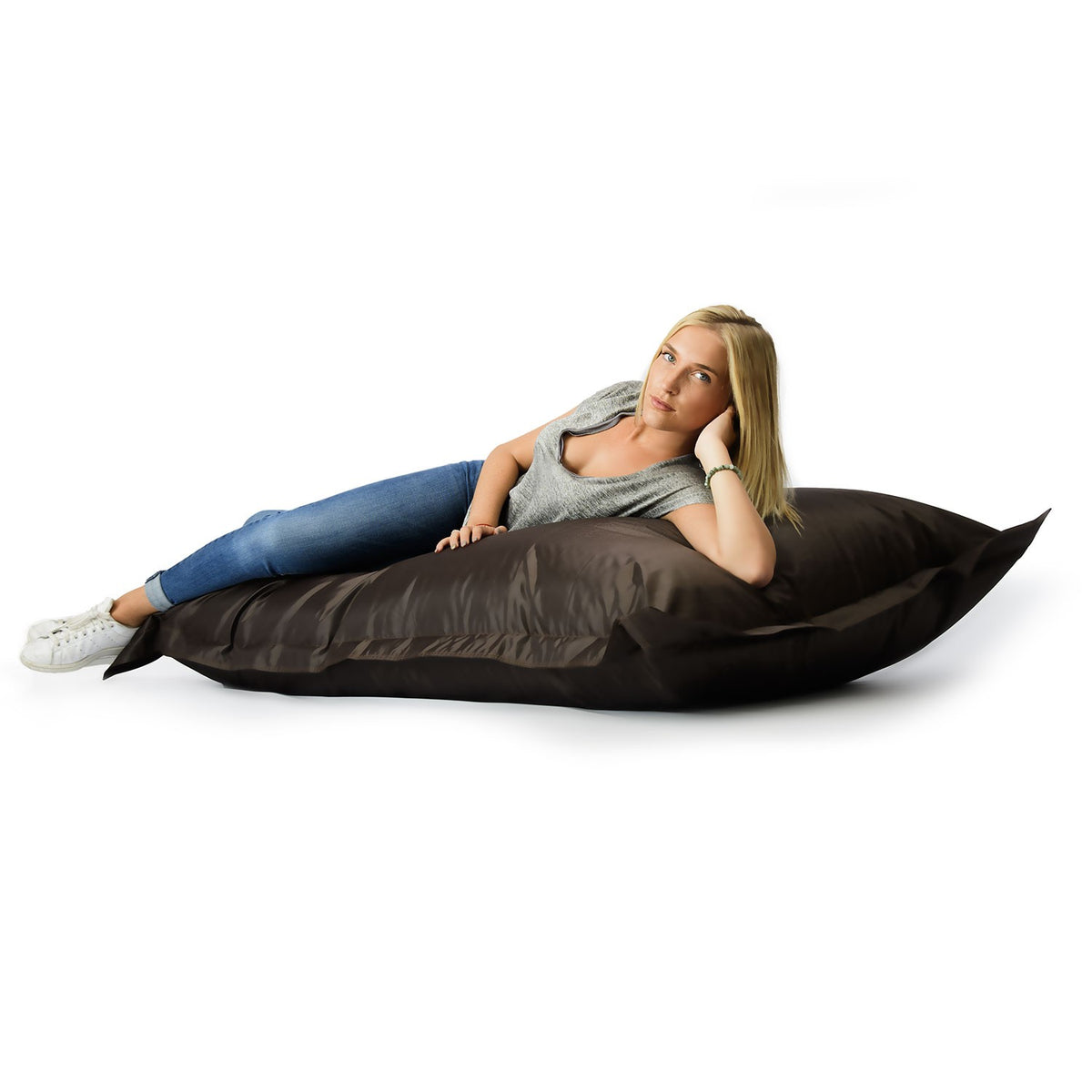 Pouf Géant XL Marron, grand pouf confort pour salon ou chambre, assise moelleuse et design classique