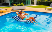 Deauville Blue Striped Pool Bean Bag