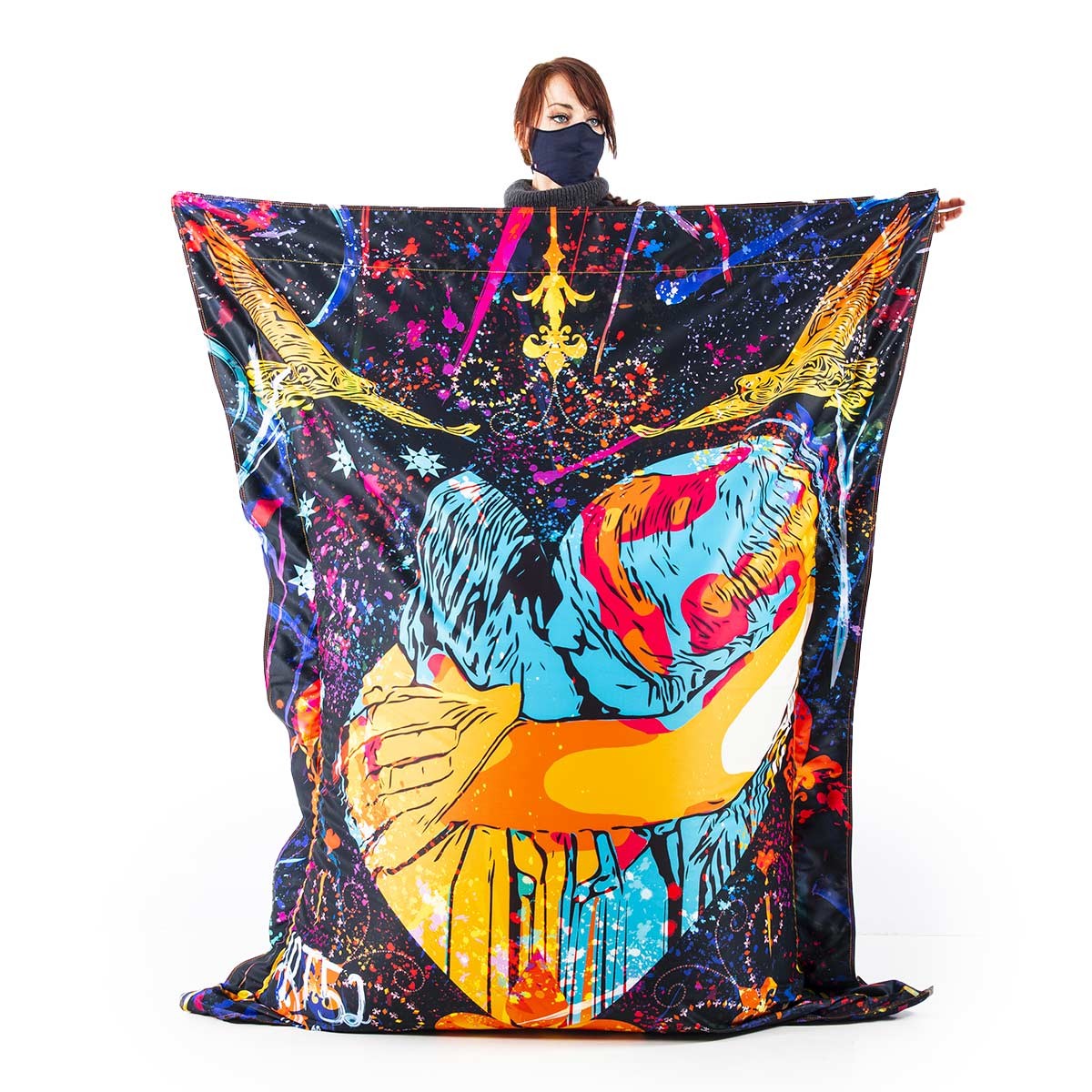 Pouf Géant ART52® - Amour : pouf géant en tissu imprimé haute qualité, œuvre signée Benjamin Cupillard, série limitée 50 ex.