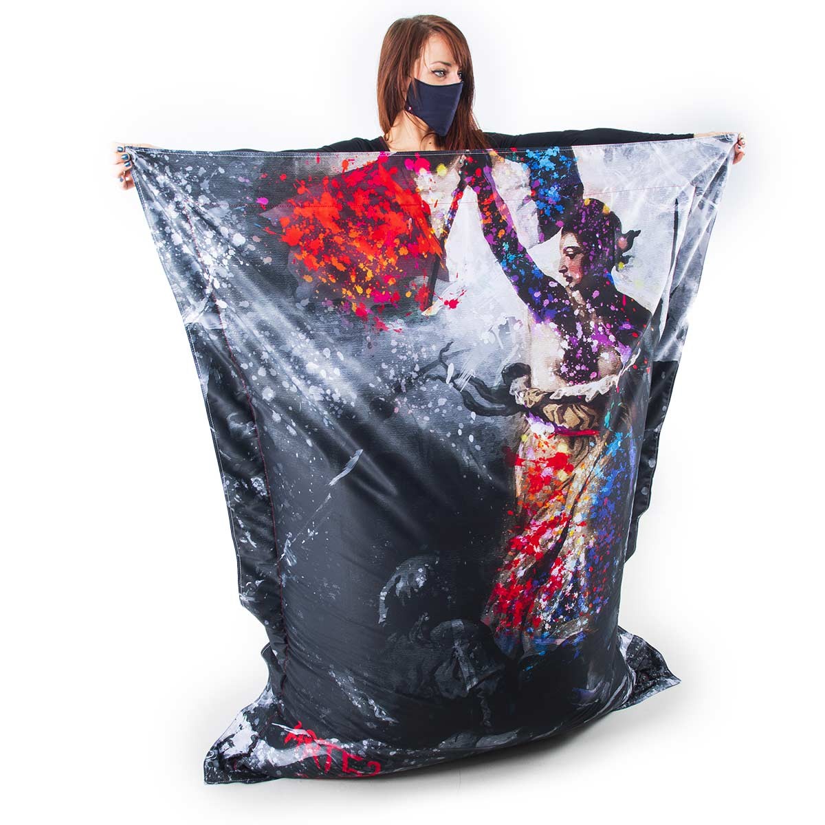 Pouf Géant ART52® - Marianne Sombre : pouf géant imprimé toile, œuvre Benjamin Cupillard, série limitée 50 exemplaires