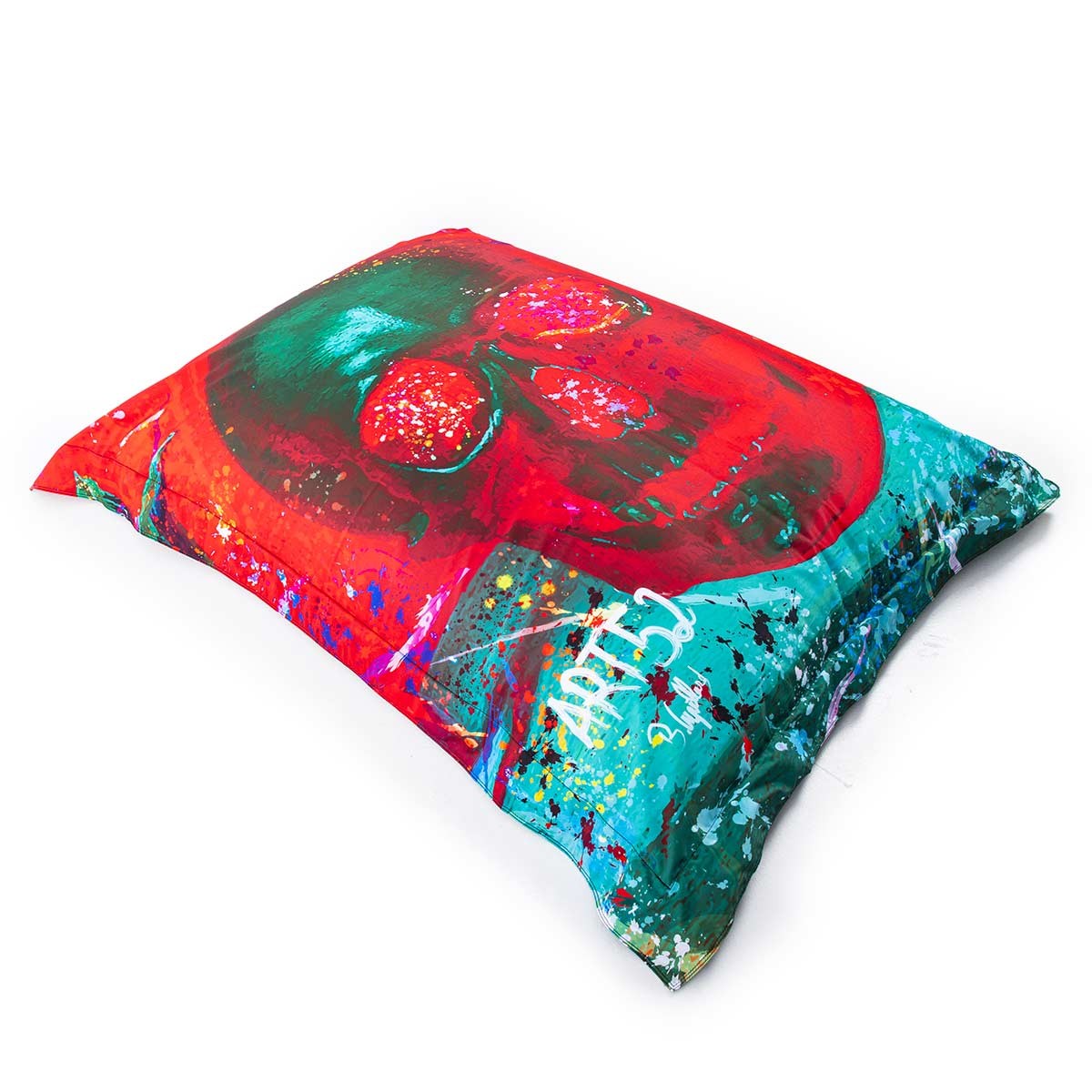 Pouf Géant ART52® - Vanité Rouge, coussin géant design Benjamin Cupillard, impression haute qualité teintée dans la masse, série limitée