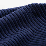 Housse Vide Pouf Poire Velours Côtelé Bleu Marine XL BiG52, tissu velours côtelé bleu marine, gros plan de la housse