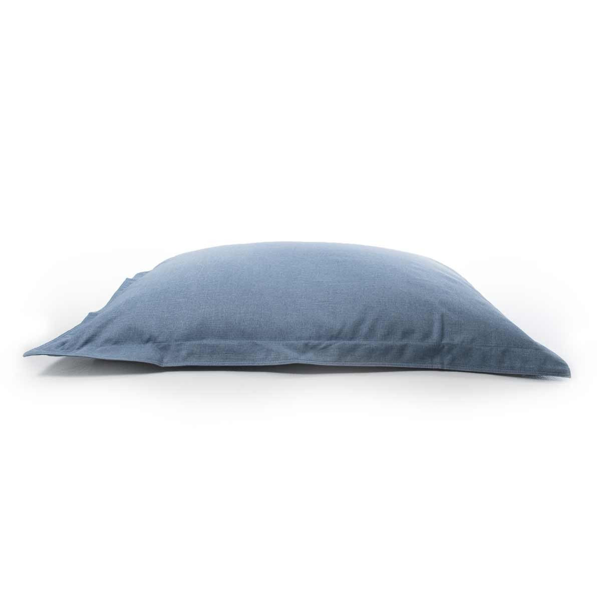 Housse Vide Pouf Lin Bleu Métal – housse géant XL BiG52 pour intérieur cocooning, sans billes ni housse interne