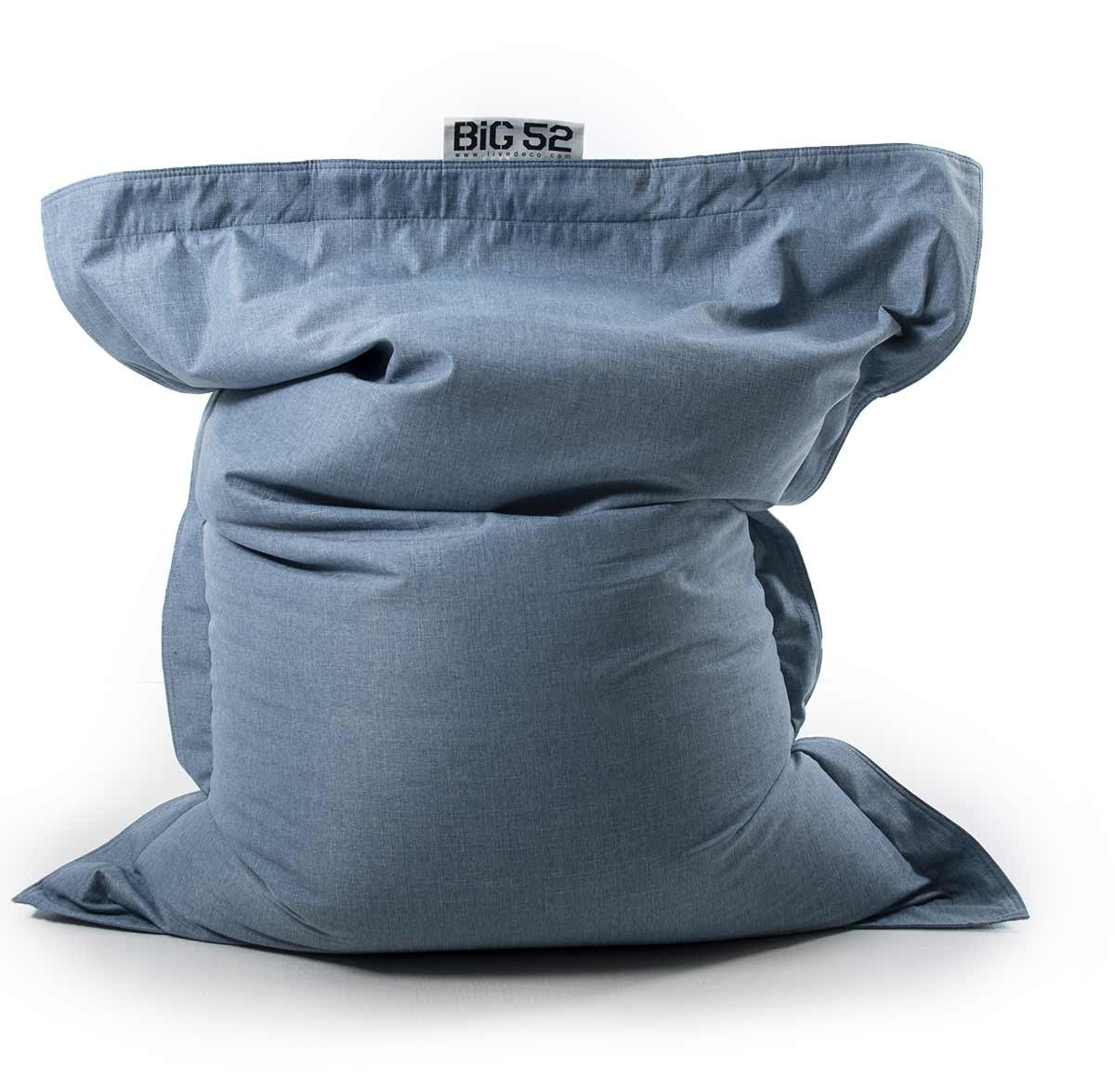 Housse Vide Pouf Lin Bleu Métal Big52 housse géant XL intérieur cocooning (sans billes, sans housse interne)