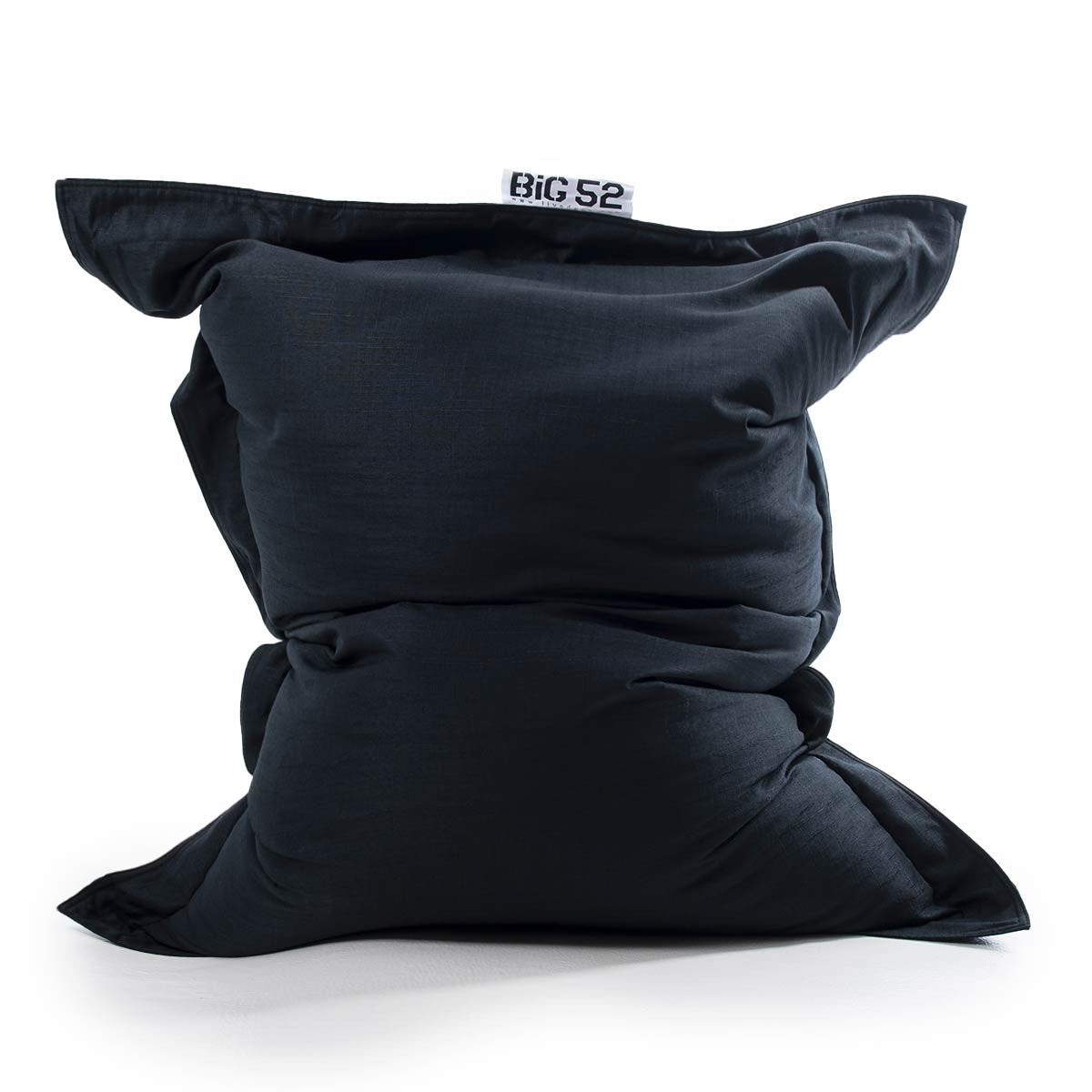 Housse Vide Pouf Lin Noir Big52 XL cocooning intérieure, housse seule sans billes, tissu lin noir