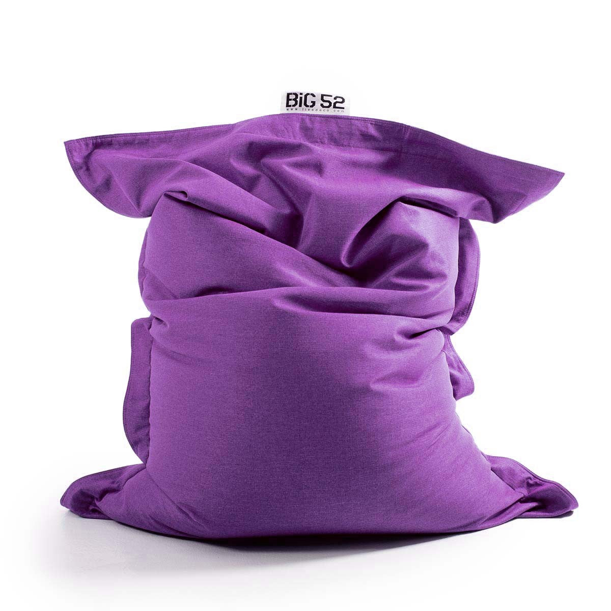 Housse Vide Pouf Lin Violet XL intérieur cocooning BiG52, housse seule sans billes ni housse interne