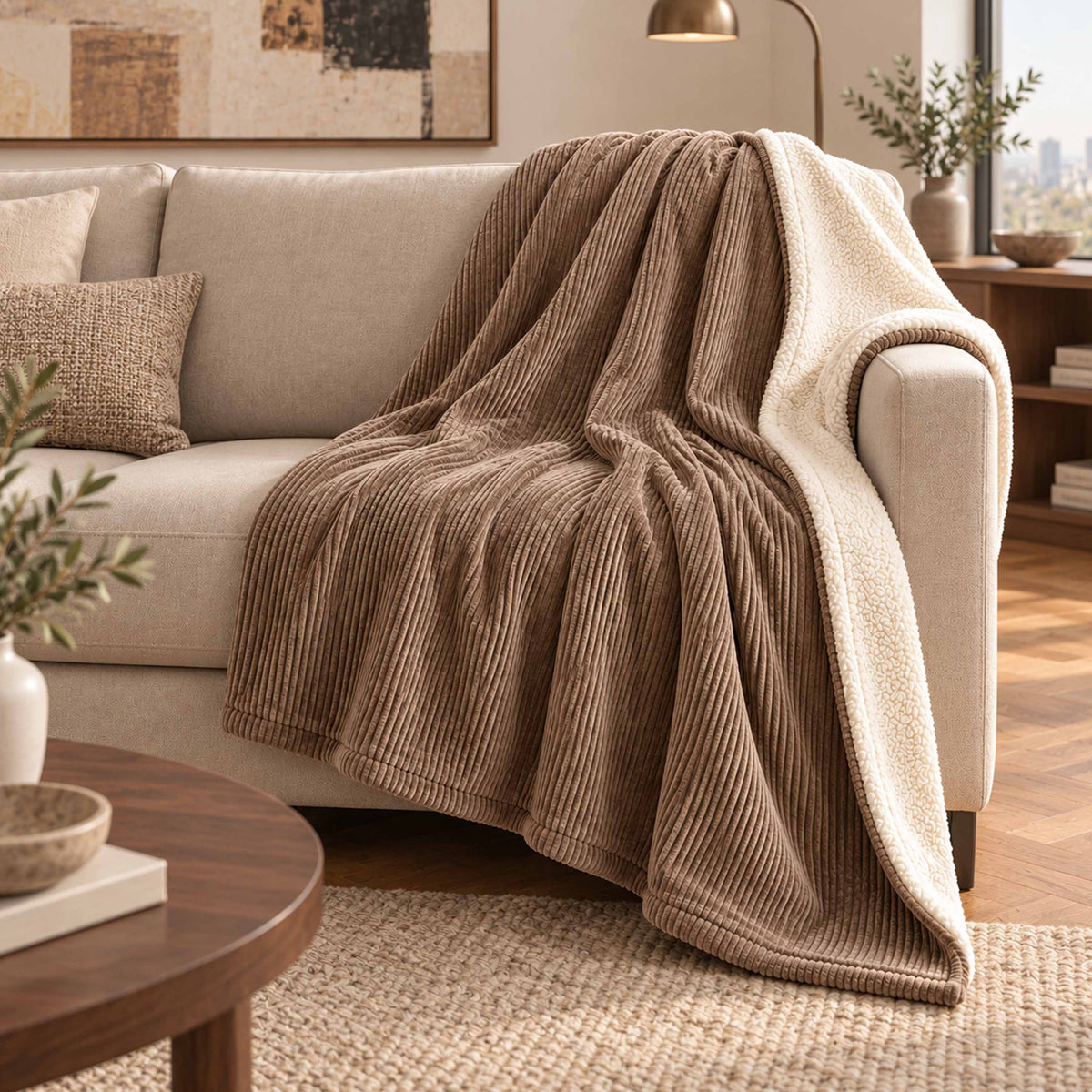 Wendedecke aus braunem Cord – 180×140 –