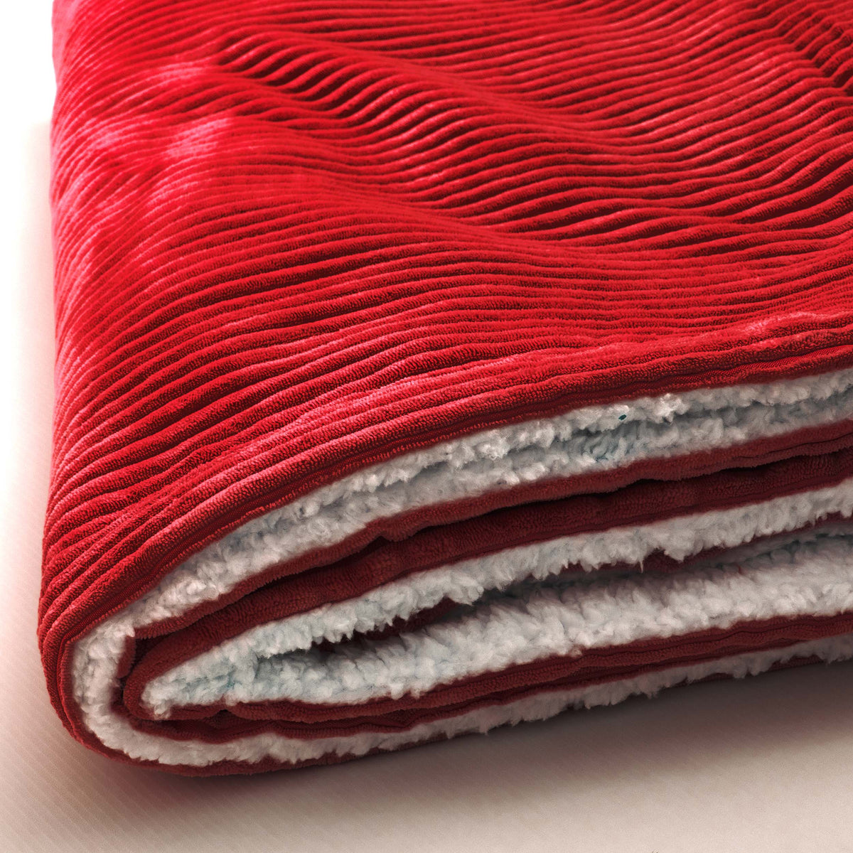 Plaid Velours Côtelé Rouge Double Face Sherpa – 180×140 cm, velours côtelé texture et effet sherpa
