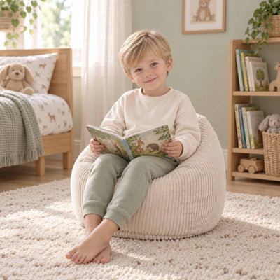 Beige Corduroy Children's Bean Bag Chair