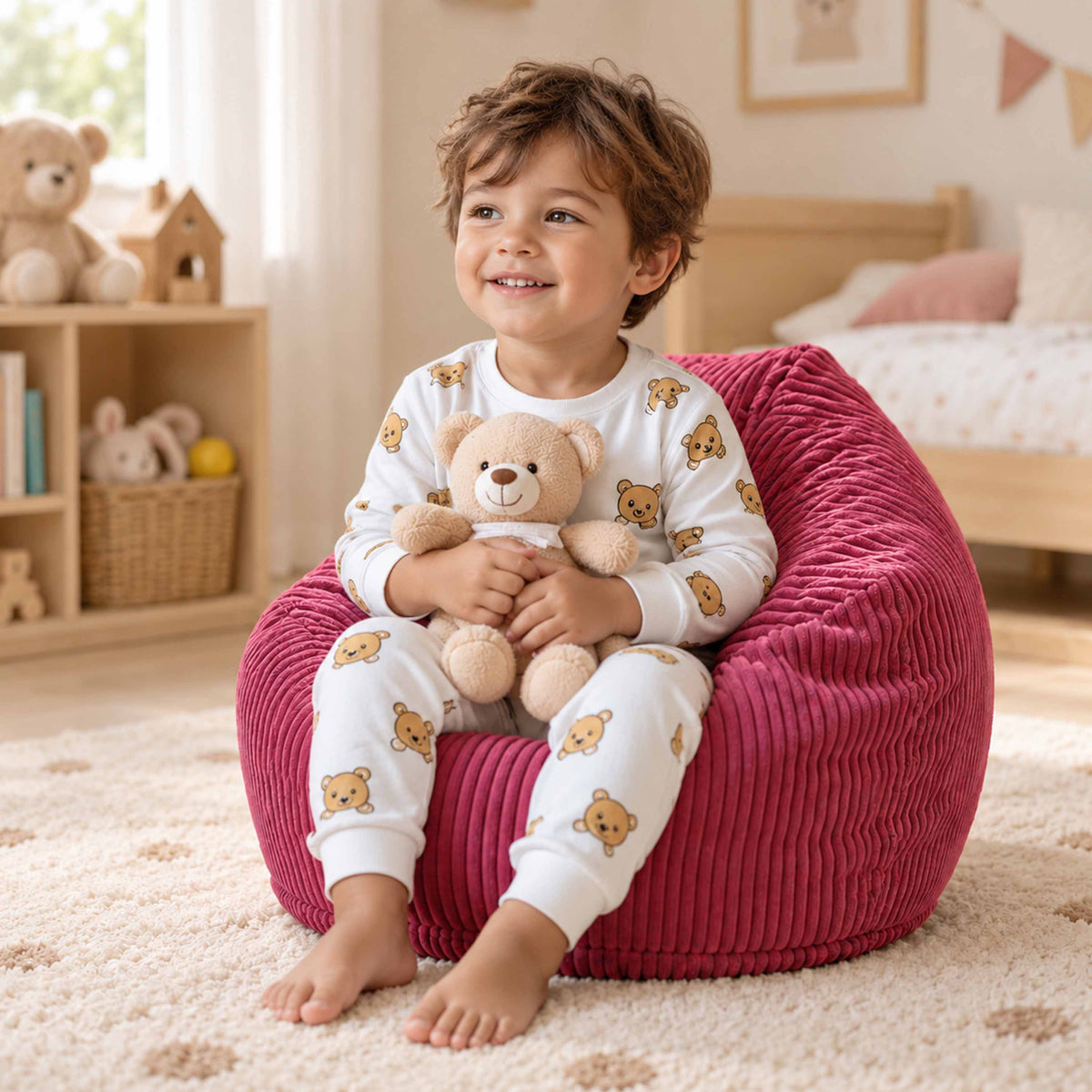 Cherry Corduroy Children's Bean Bag Chair