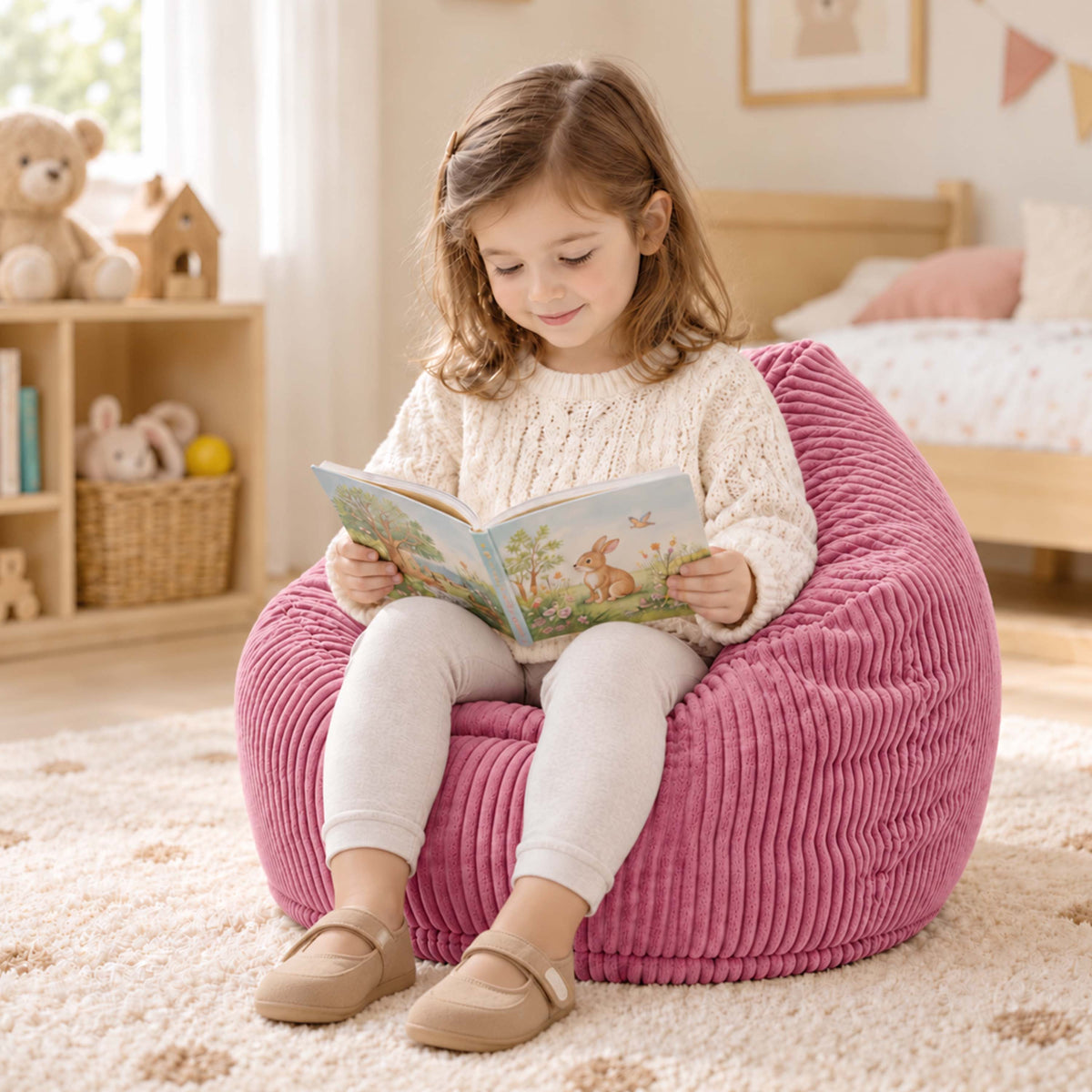 Pink Corduroy Children's Pear-Shaped Bean Bag