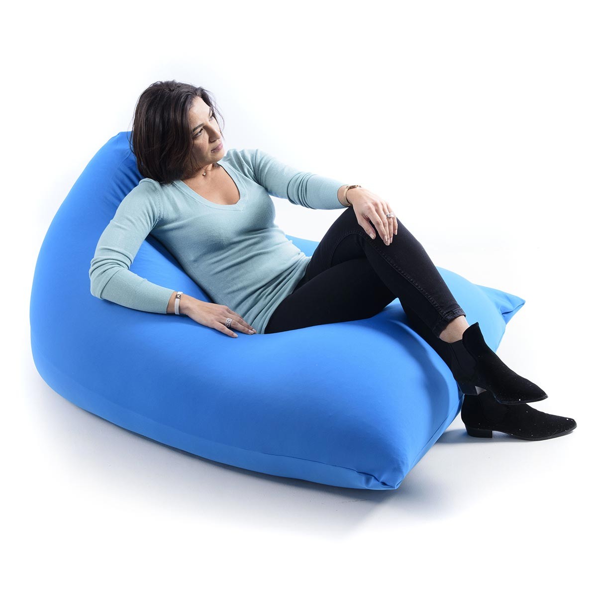 Pouf Berlingot Stretch Bleu en tissu ultra souple, assise détente intérieure en forme de berlingot BiG52 Stretch