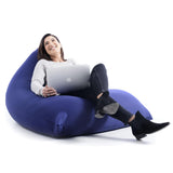 Pouf Berlingot Stretch Bleu Marine, grand pouf d’intérieur en tissu ultra souple forme berlingot pour salon ou chambre