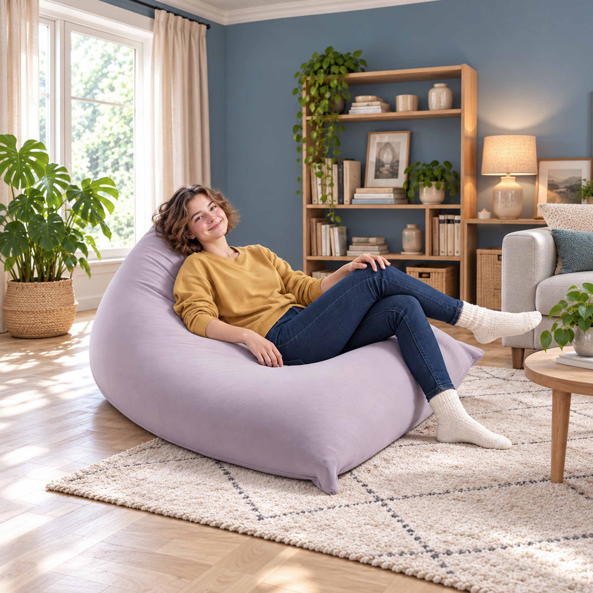 pouf géant berlingot intérieur taupe stretch, grande assise relax salon ou chambre, tissu ultra souple, couleur taupe