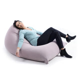 Pouf Berlingot Stretch Taupe géant intérieur, assise confortable en tissu souple pour salon ou chambre