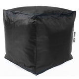 Pouf Cube Noir BiG52 carré rembourré billes de polystyrène, housse déhoussable pour intérieur et extérieur