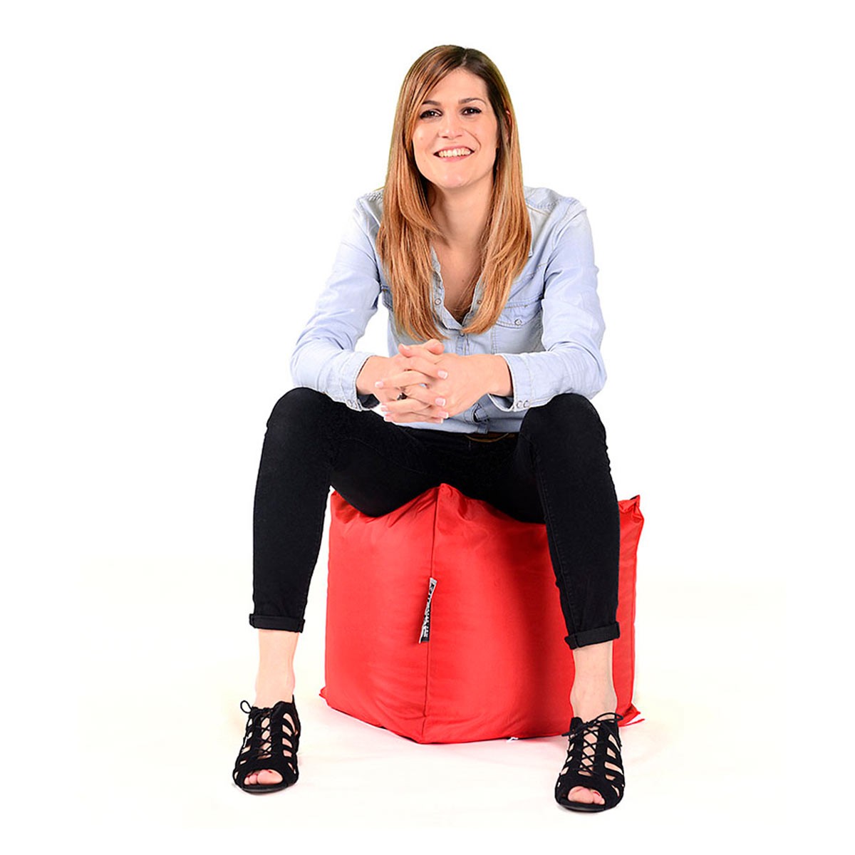 Pouf Cube Rouge BiG52 : pouf en cube rouge, assise confortable rembourrée, housse déhoussable pour intérieur ou extérieur