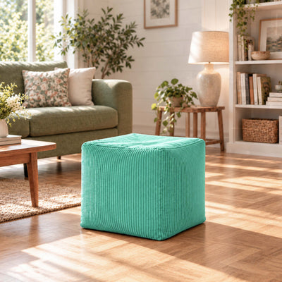 Kubuspoef van Turquoise Corduroy