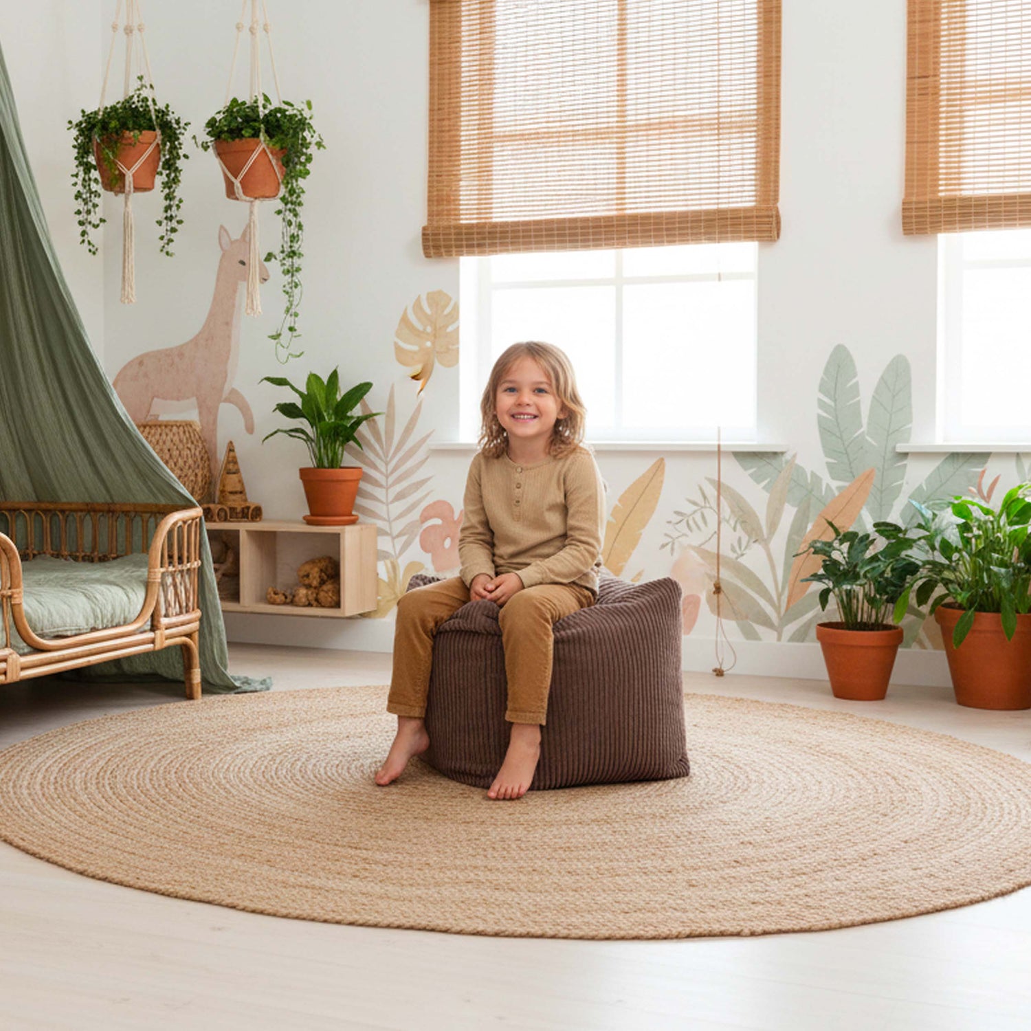 Samt-Cord Würfel-Pouf Braun