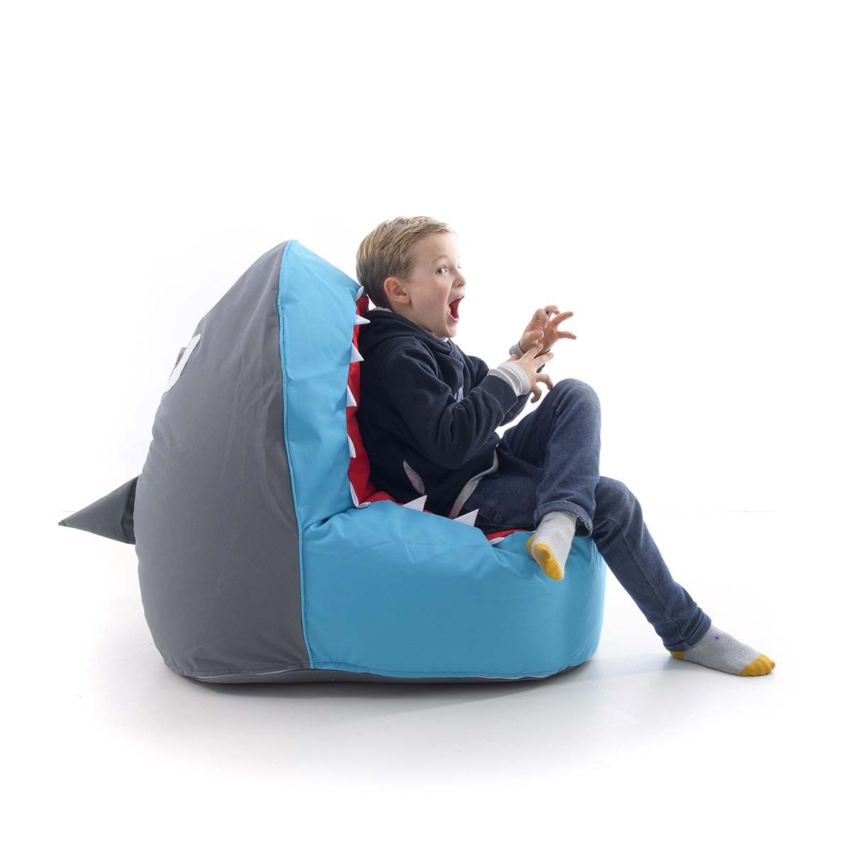 Pouf Enfant Design Requin Bleu pour enfant, pouf en forme de requin bleu, intérieur, assise et jeu