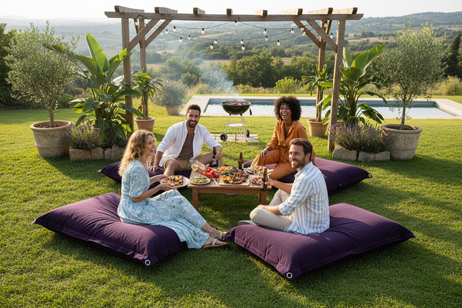 Outdoor Pouf Eggplant IRON RAW