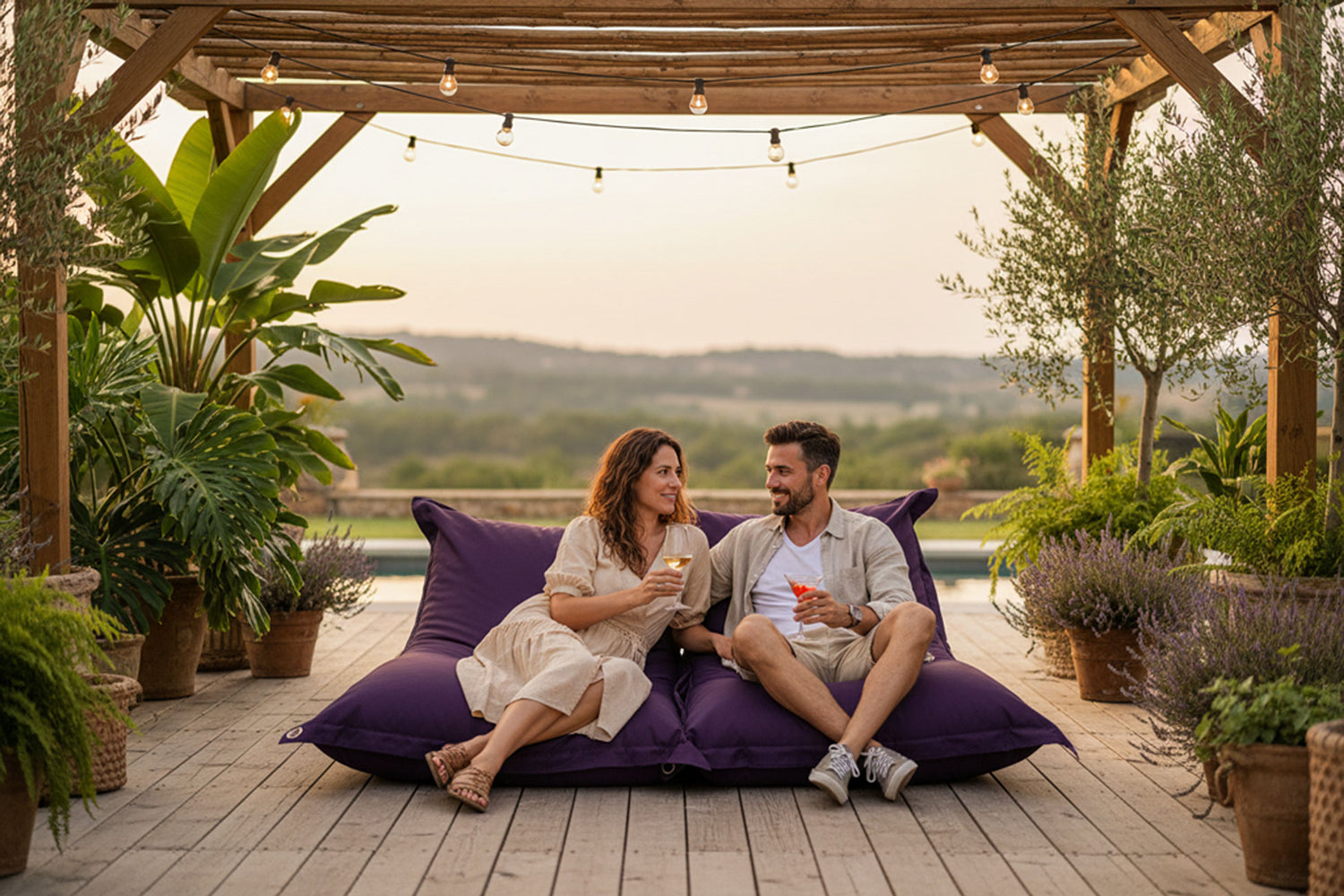 Outdoor Pouf Eggplant IRON RAW