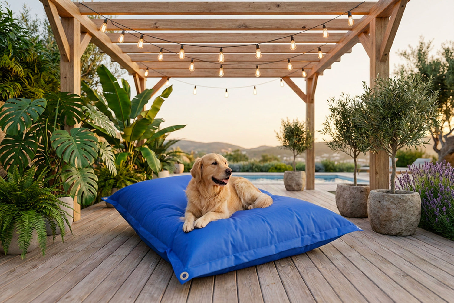 Blue Outdoor Pouf IRON RAW