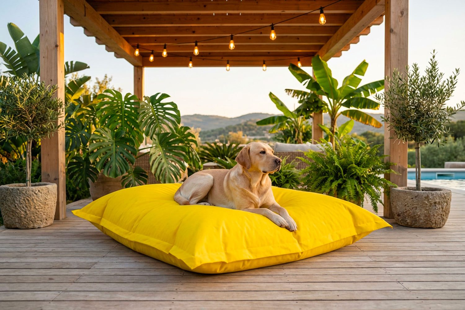 Yellow Outdoor Pouf IRON RAW