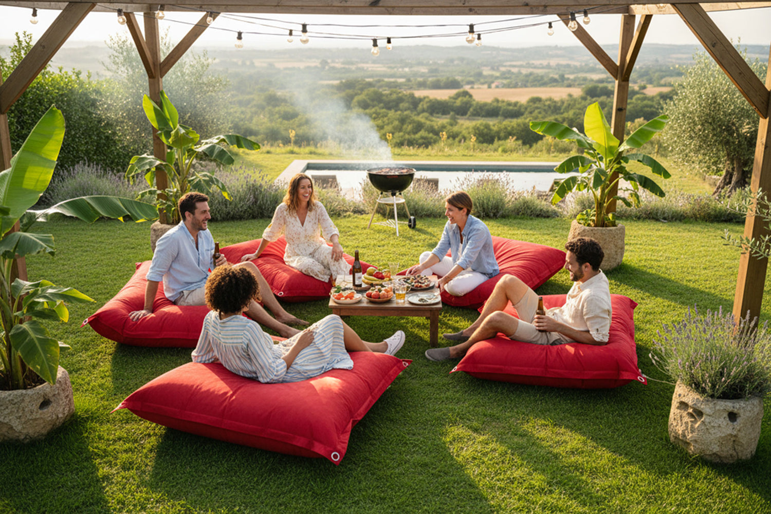 Outdoor Red Pouf IRON RAW