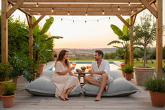 Pouf Extérieur Gris IRON RAW XXL 170 x 130 cm, assise géante pour terrasse extérieure, détente élégante